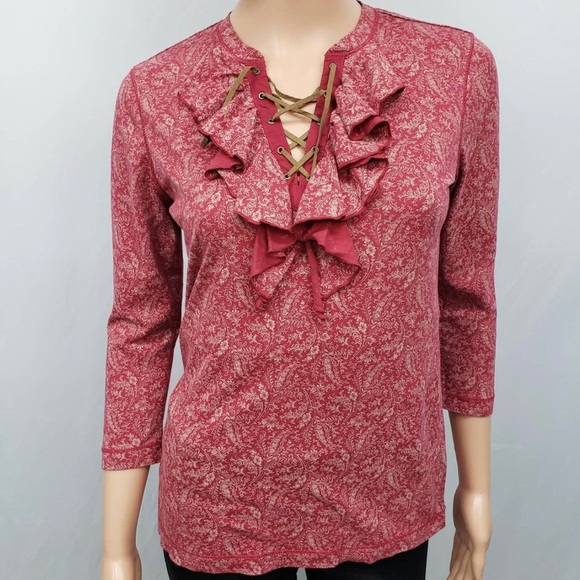 LRL Ralph Lauren Jean Co, add tie, detailed ruffled top. Size XL - Picture 7 of 7